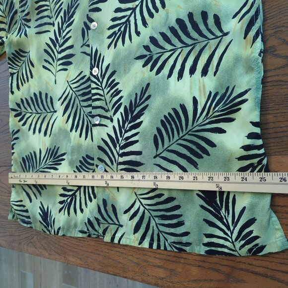 Inserch Mens Green Black Men's Shirt Sz XL Leaf Pattern Button-Up Short Sleeve - Picture 11 of 14